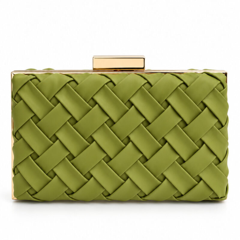 Bolso clutch trenzado verde oliva