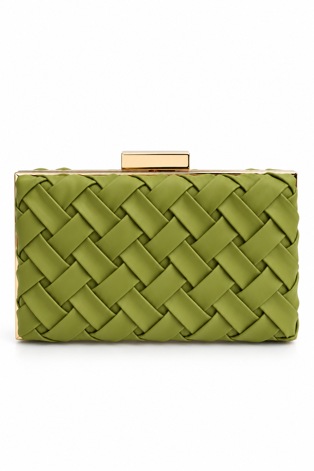 Bolso clutch trenzado verde oliva