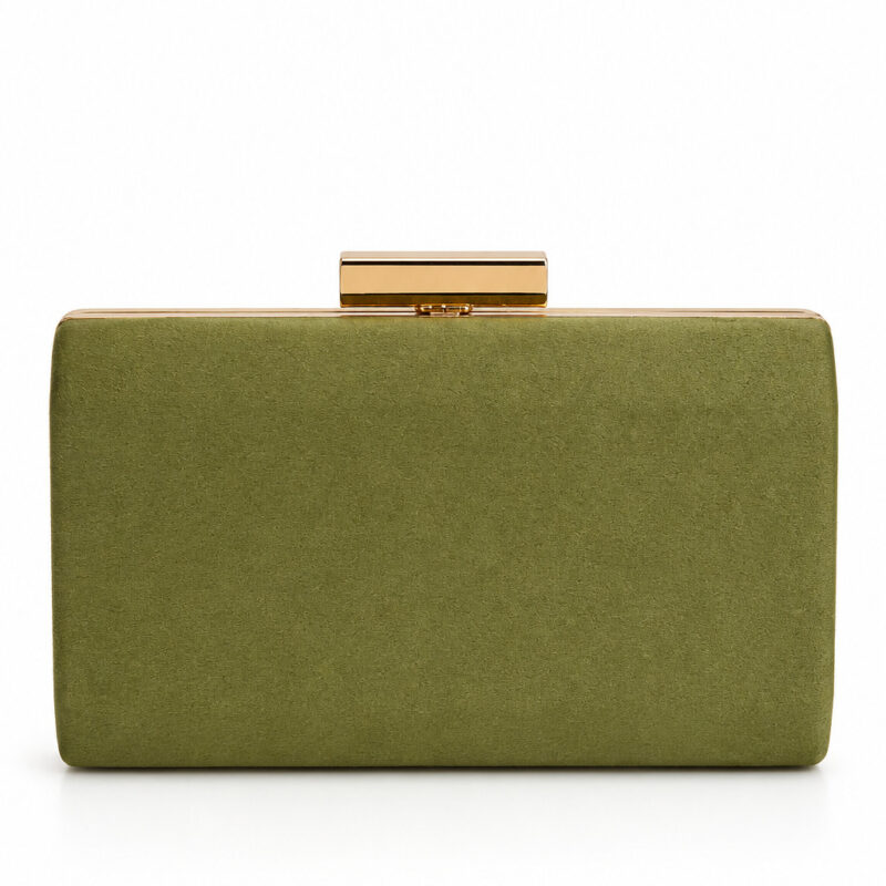 Bolso clutch verde oliva con dorado