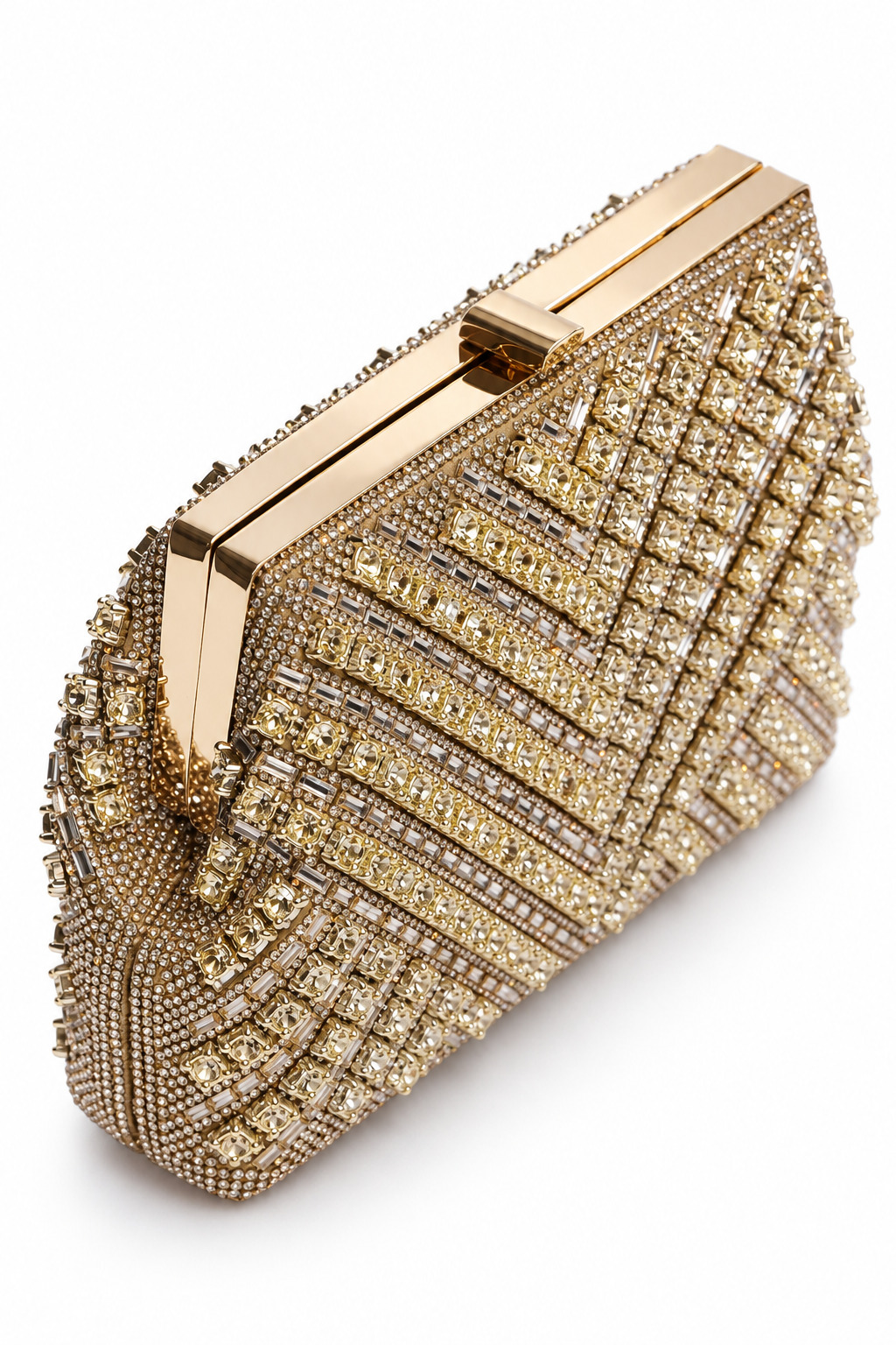 Clutch joya dorado con pedrería - Imagen 2