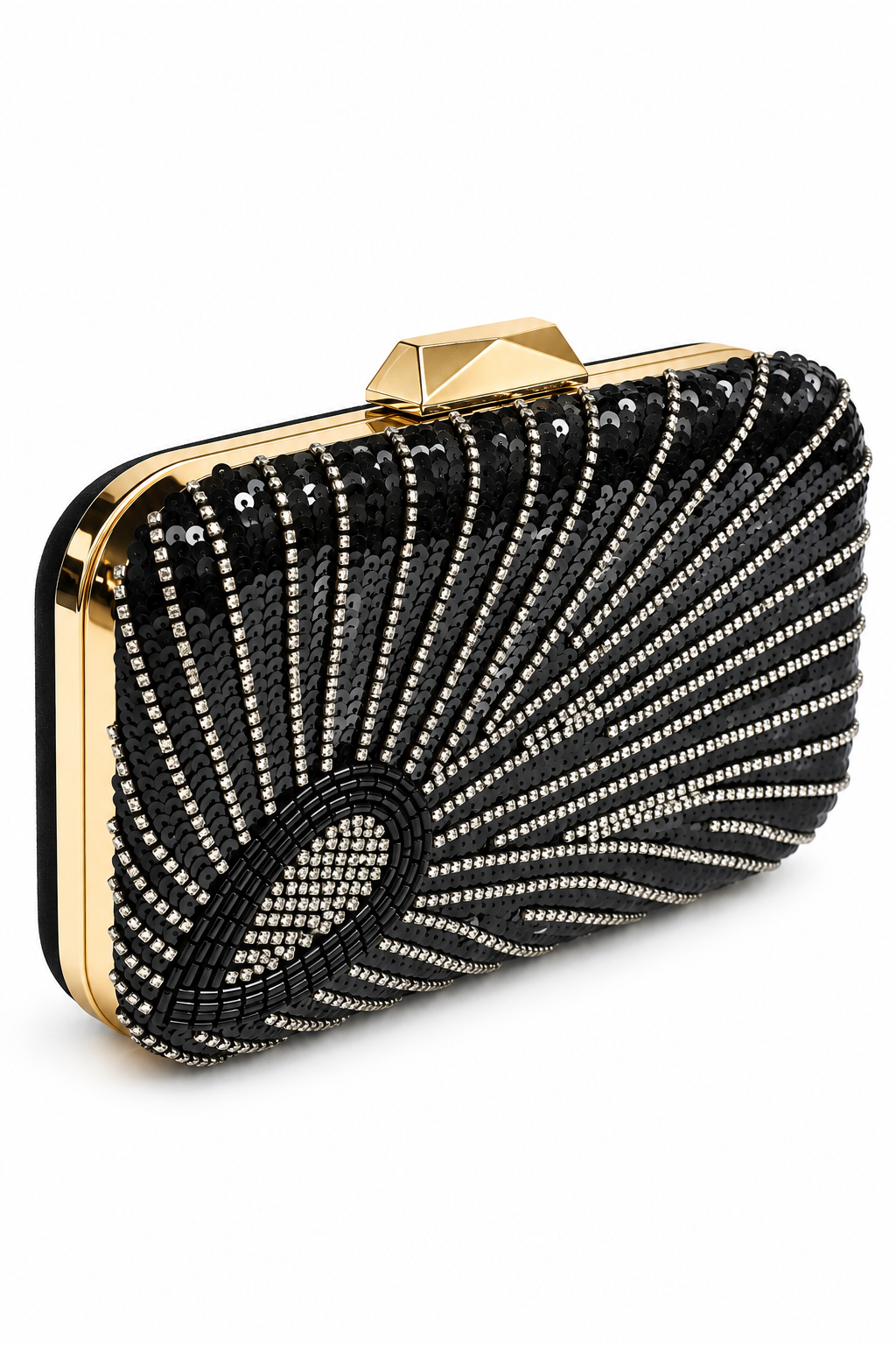 Bolso clutch negro joya bordados - Imagen 2