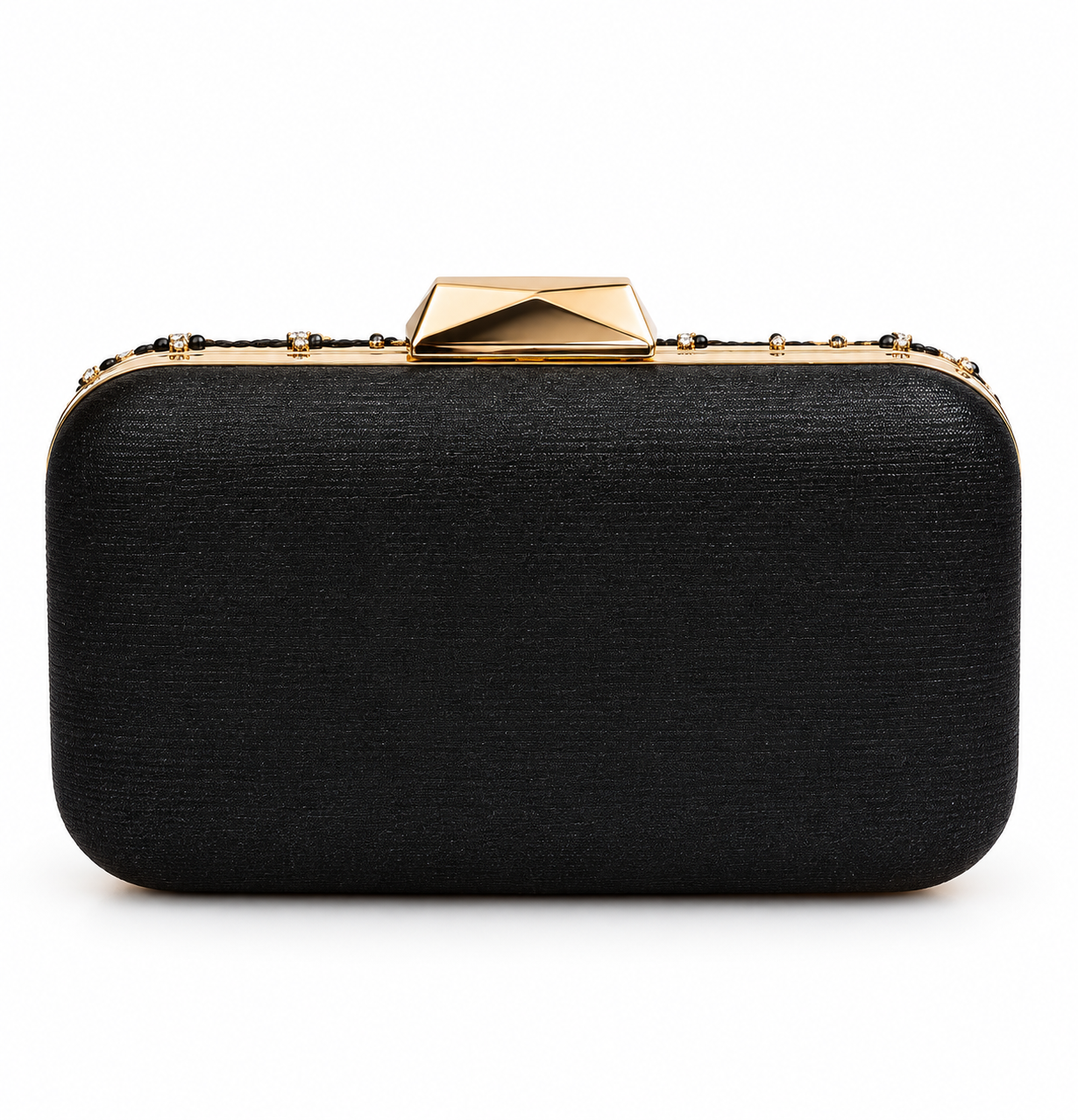 Bolso clutch negro joya bordados - Imagen 3