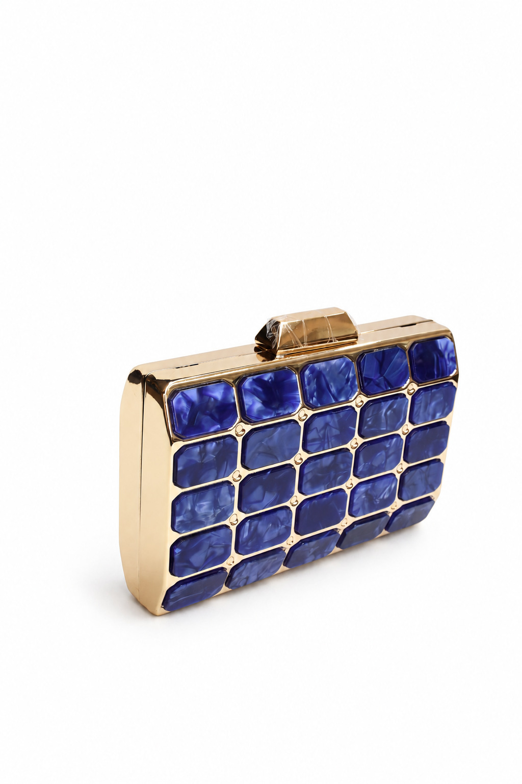 Bolso de fiesta clutch nácar azulón - Imagen 2