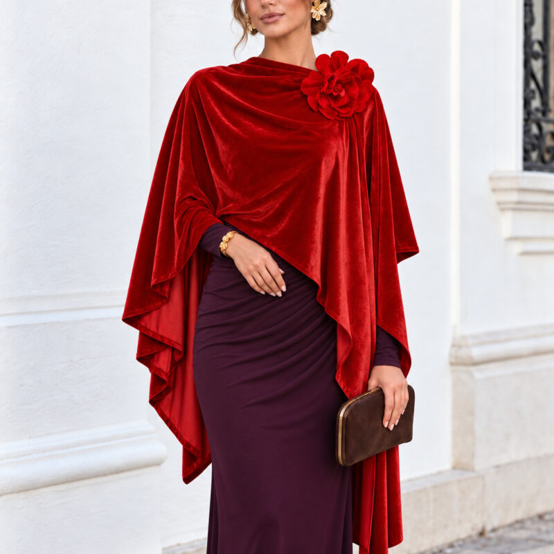 Capa larga fiesta roja terciopelo