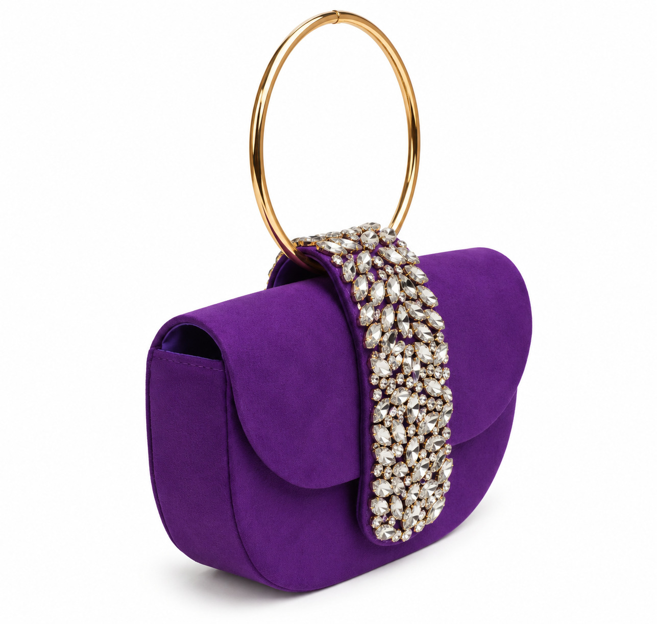 Clutch morado broche joya asa - Imagen 2