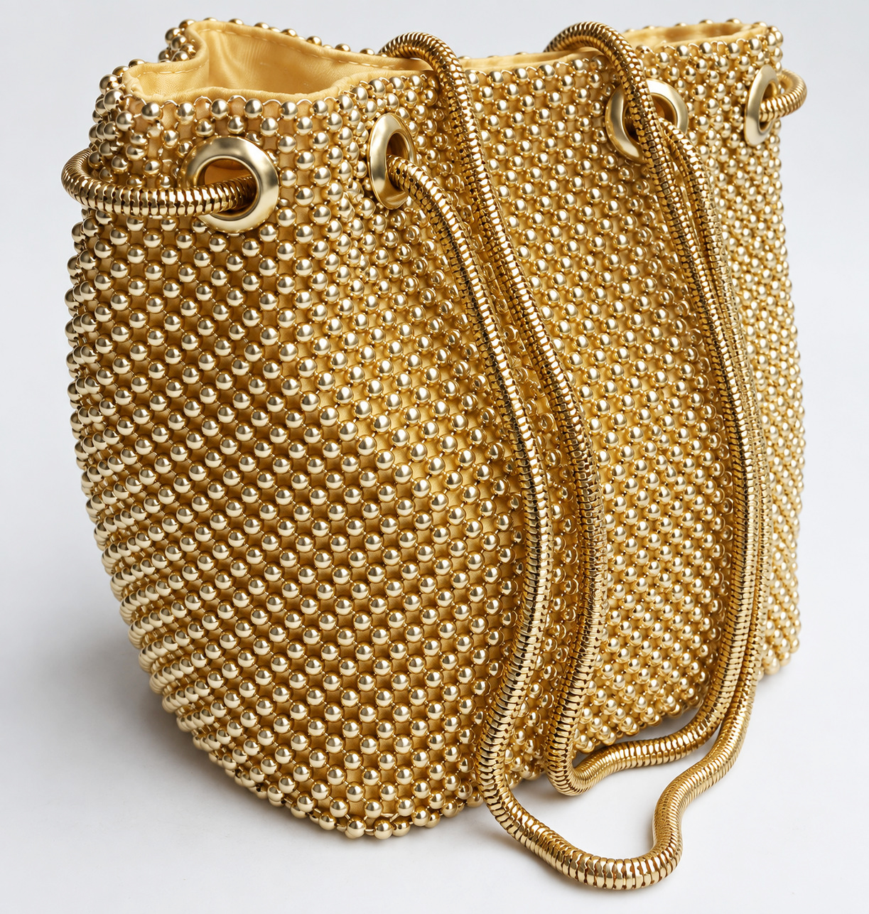 Bolso dorado bombonera malla metálica - Imagen 2