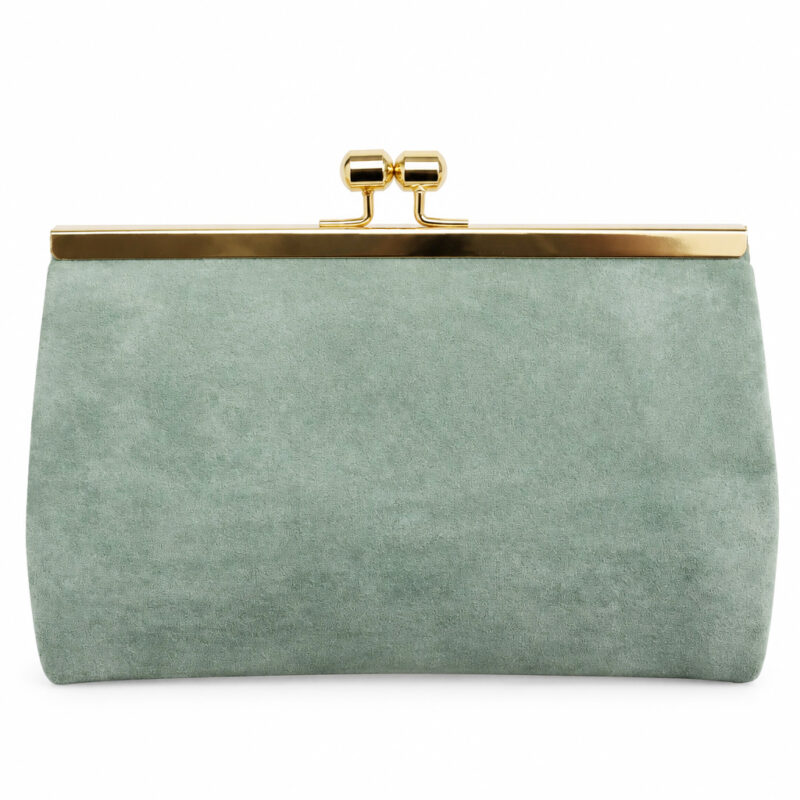 Bolso clutch cartera verde menta y oro