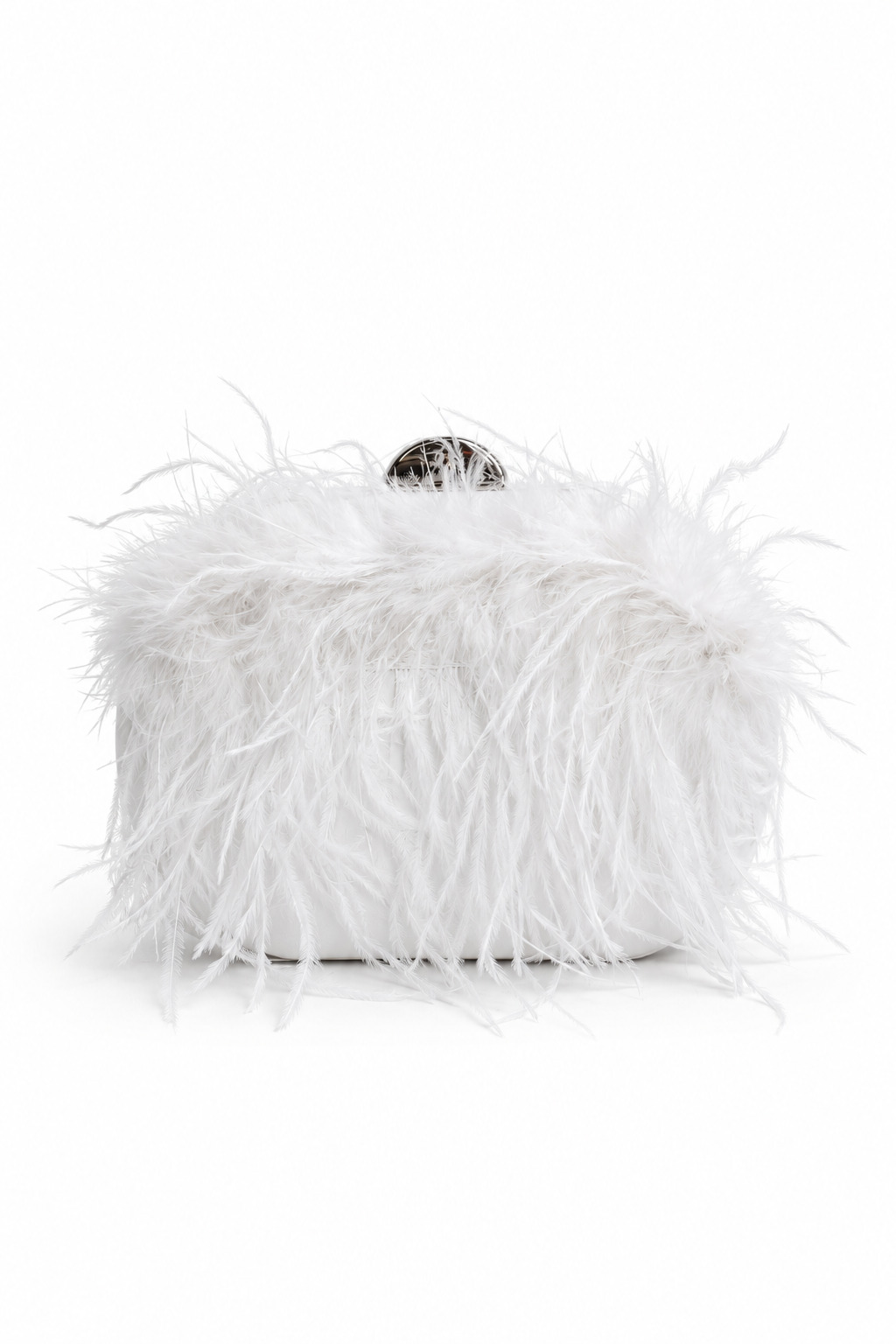 Bolso de fiesta clutch blanco plumas