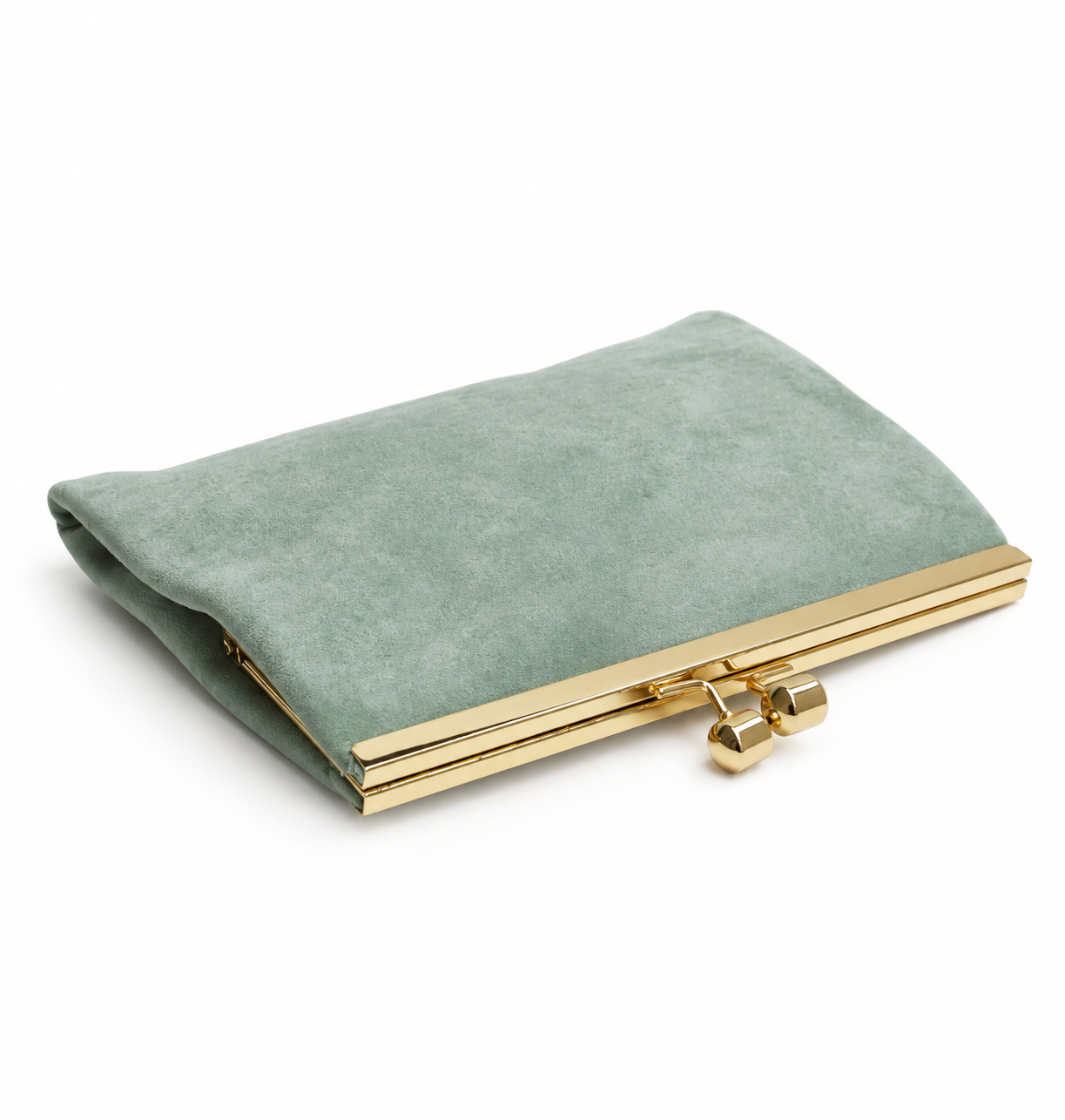 Bolso clutch cartera verde menta y oro - Imagen 2