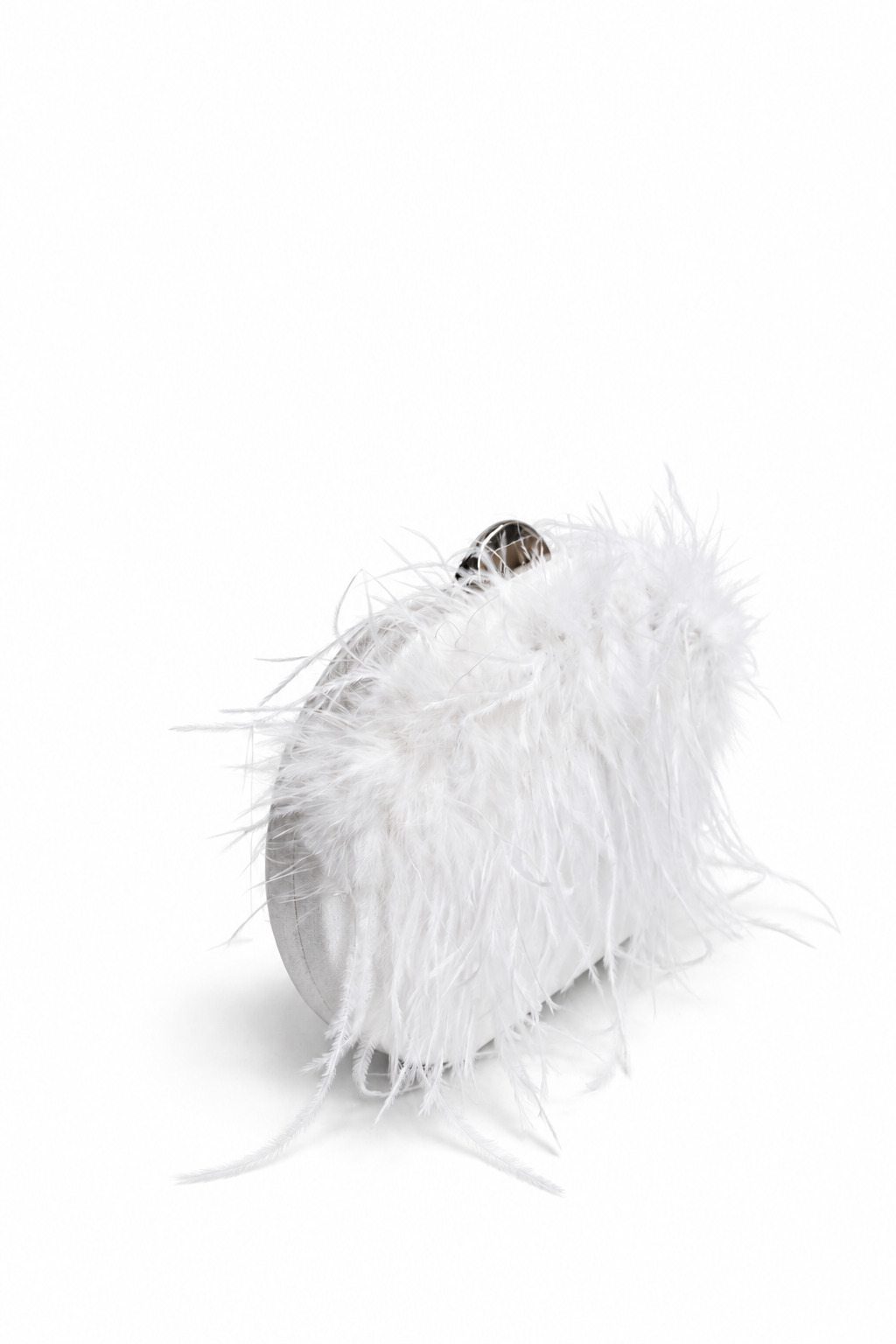 Bolso de fiesta clutch blanco plumas - Imagen 2