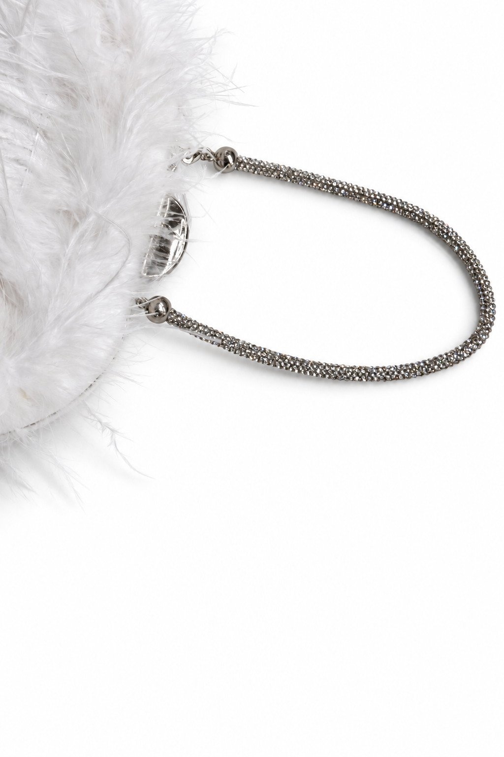 Bolso de fiesta clutch blanco plumas - Imagen 3