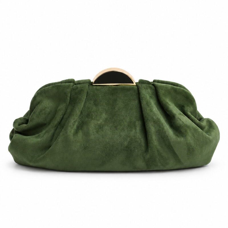 Clutch verde oliva pliegues antelina