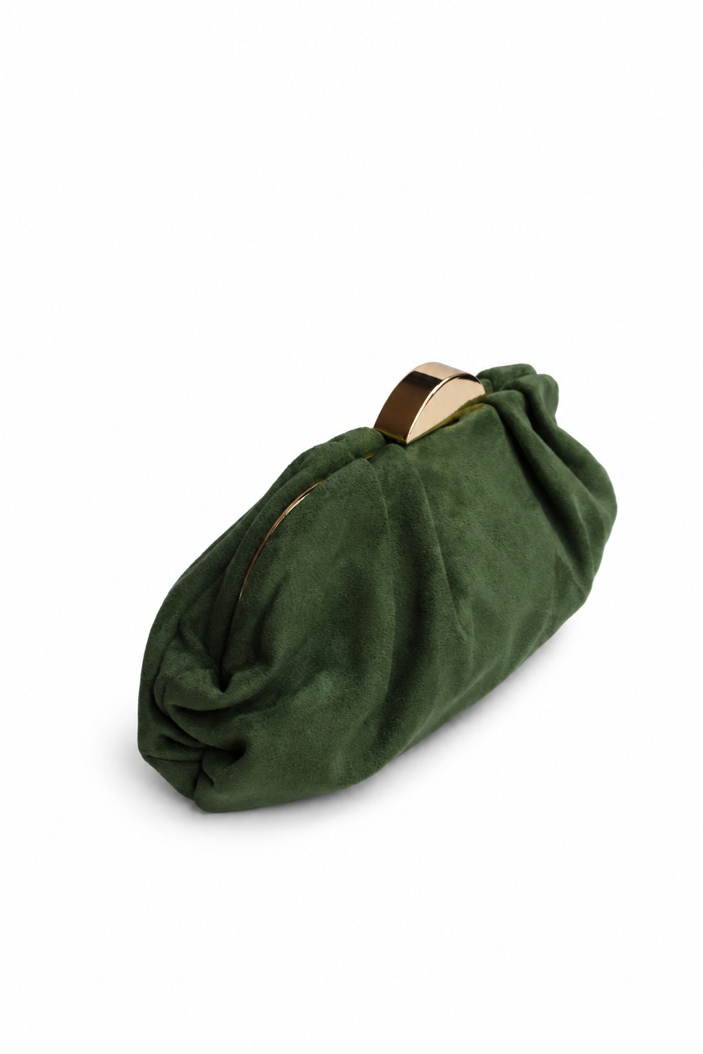 Clutch verde oliva pliegues antelina - Imagen 2