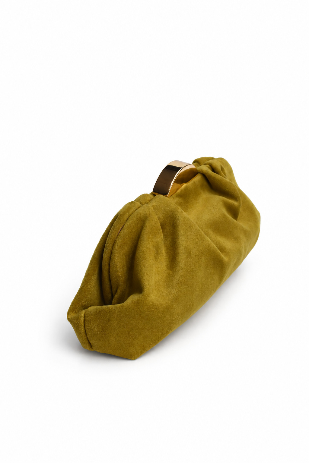 Clutch mostaza, olivo pliegues antelina - Imagen 2