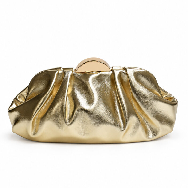 Bolso clutch dorado pliegues polipiel