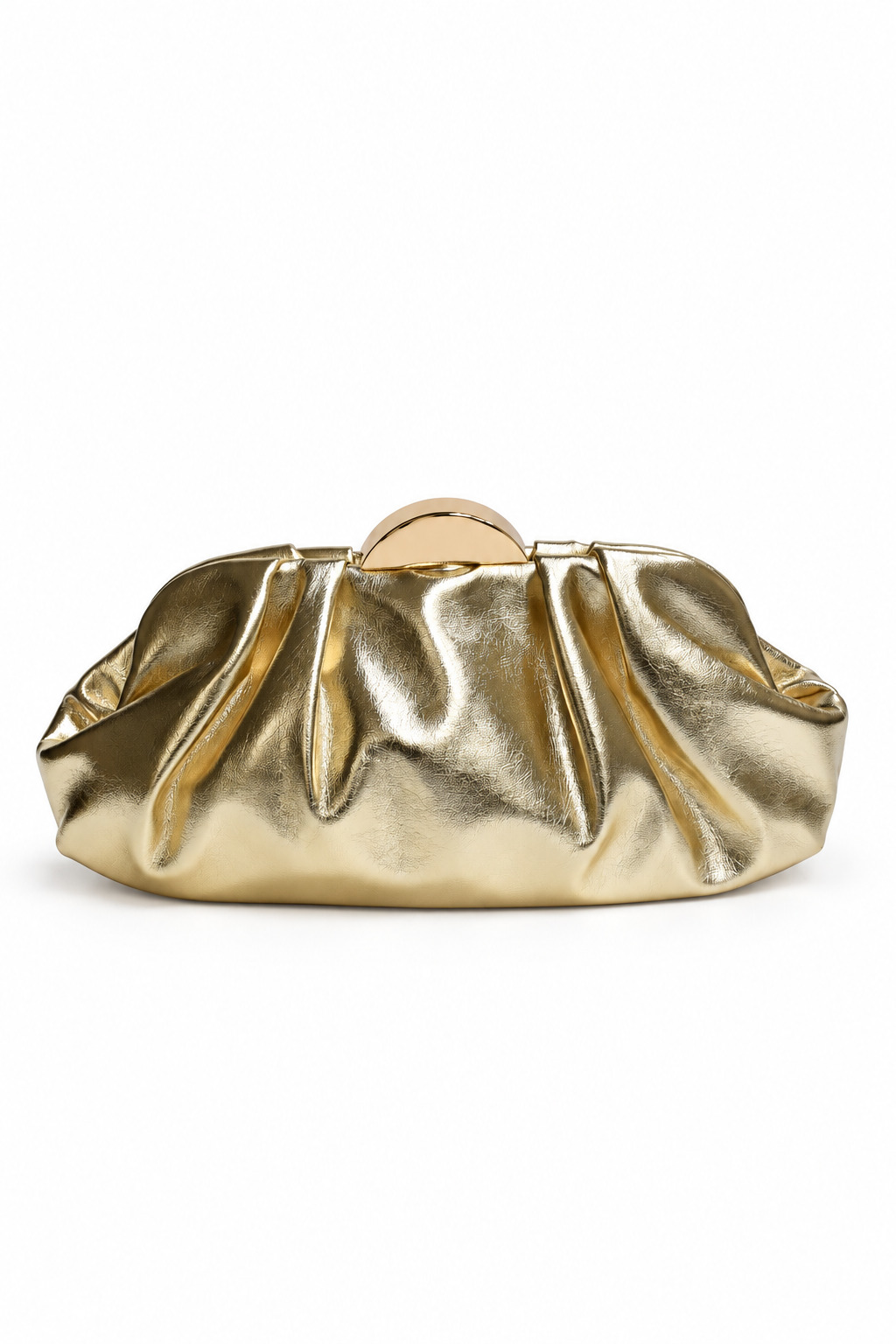 Bolso clutch dorado pliegues polipiel