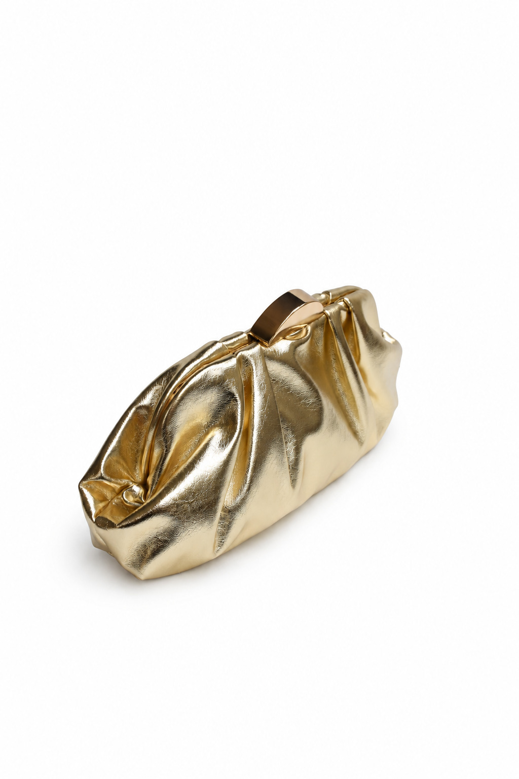 Bolso clutch dorado pliegues polipiel - Imagen 2