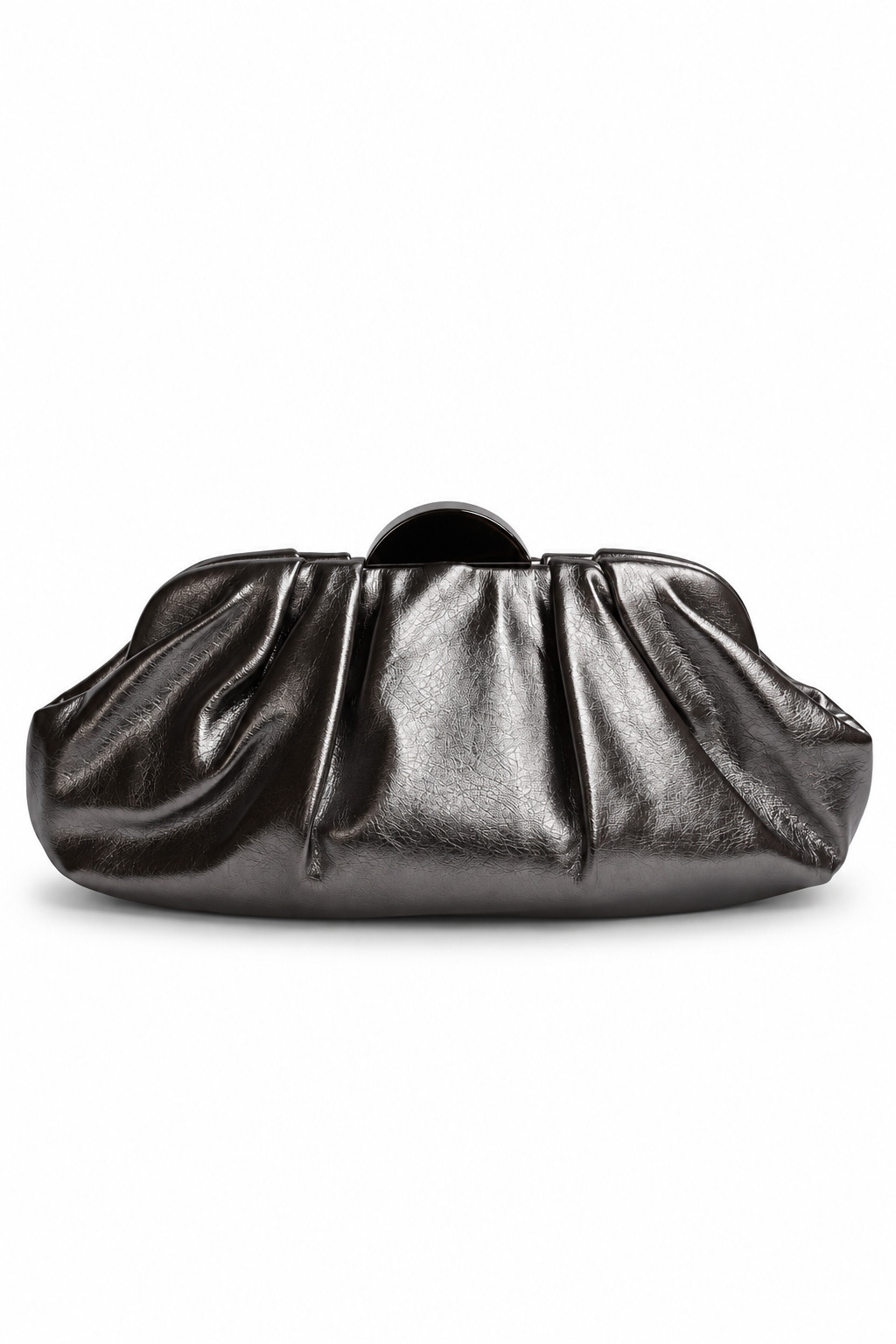 Bolso clutch plata envejecida pliegues polipiel
