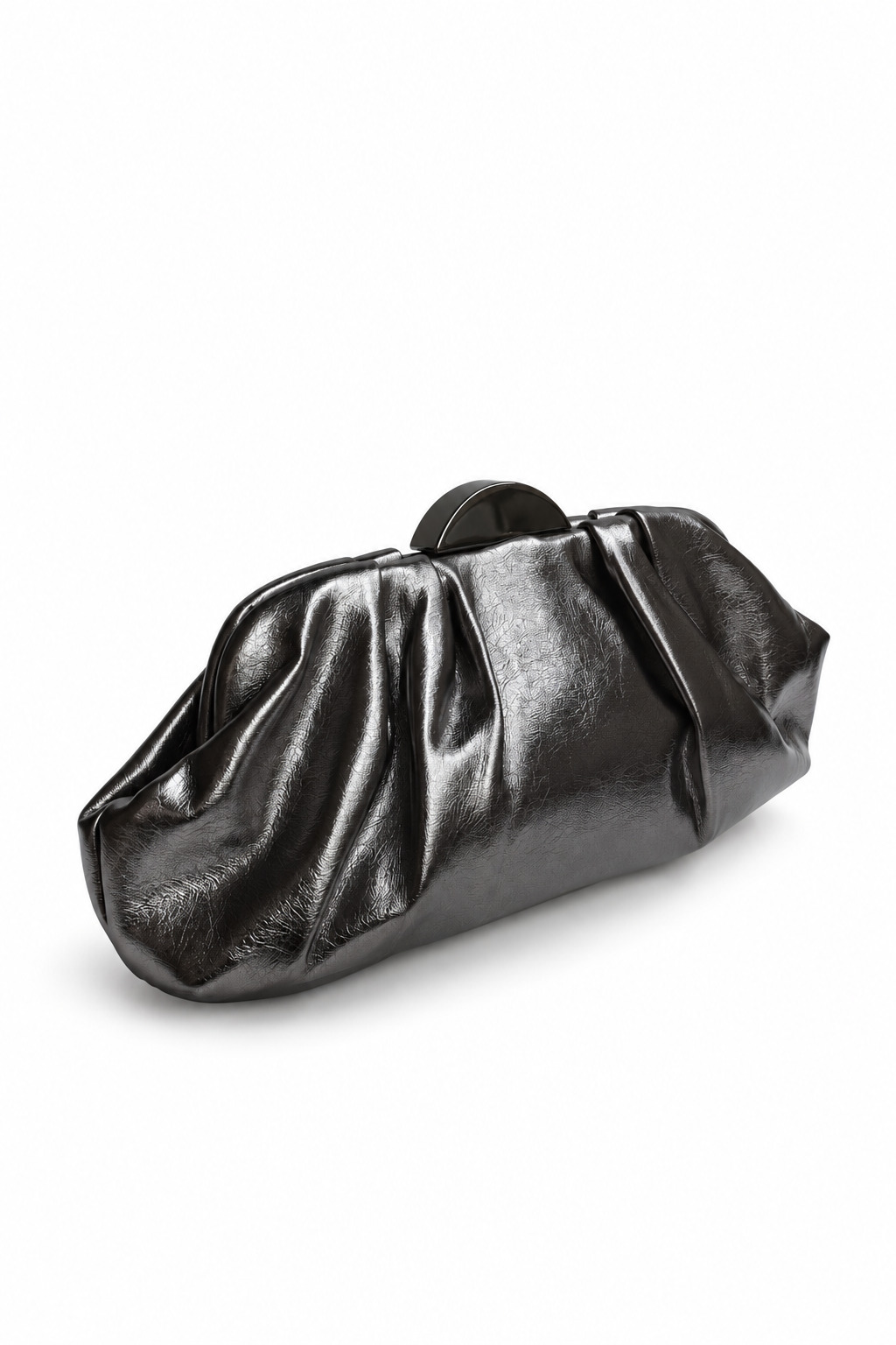 Bolso clutch plata envejecida pliegues polipiel - Imagen 2