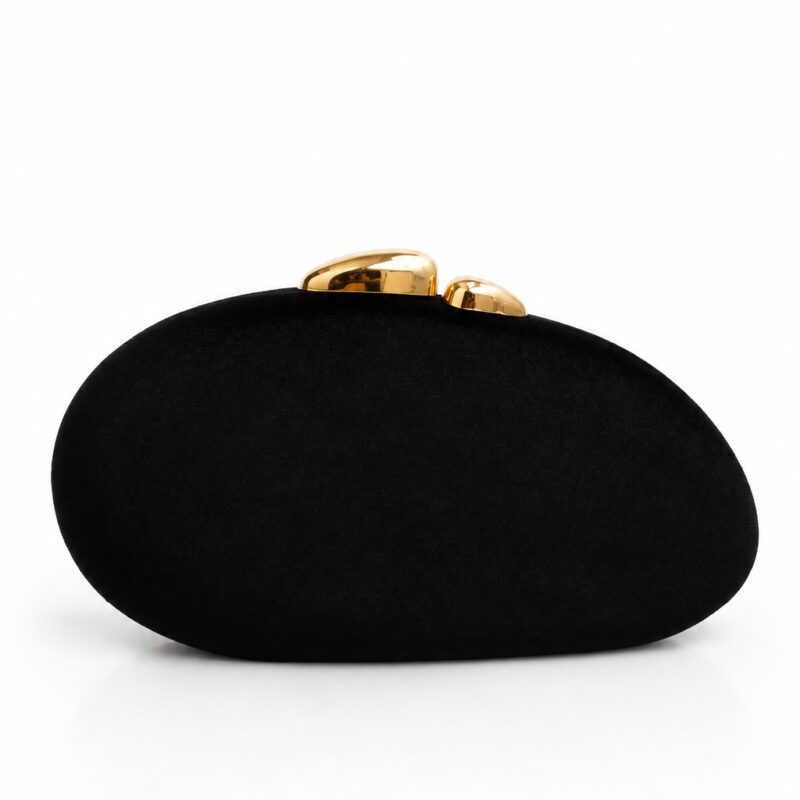 Bolso clutch terciopelo negro irregular