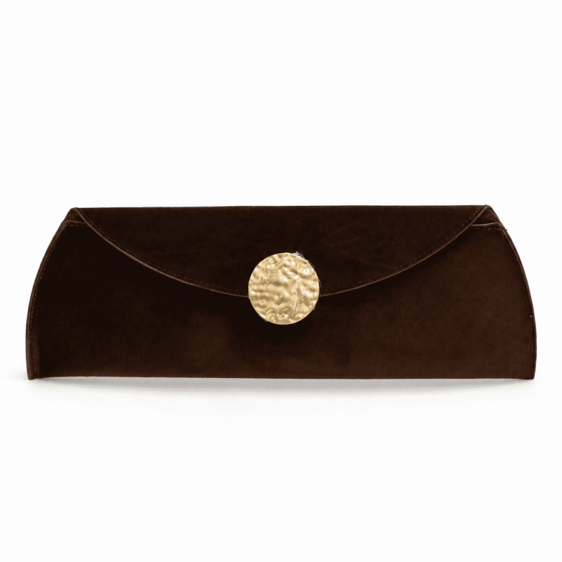 Bolso clutch baguette terciopelo marrón
