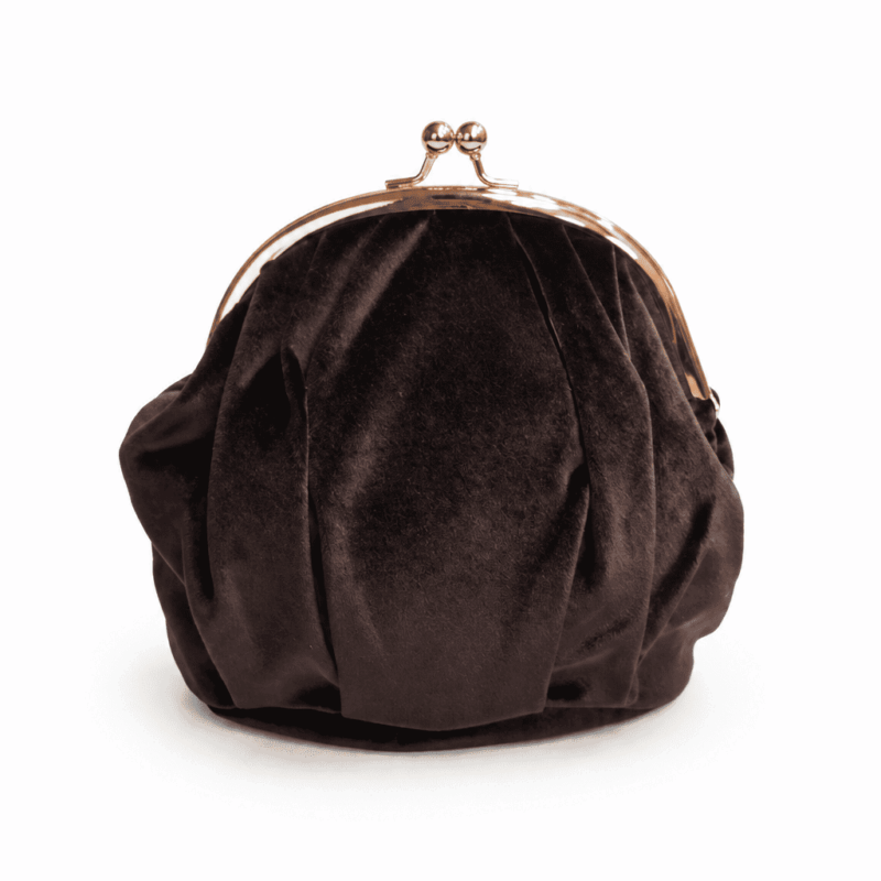 Bolso clutch terciopelo marrón broche oro