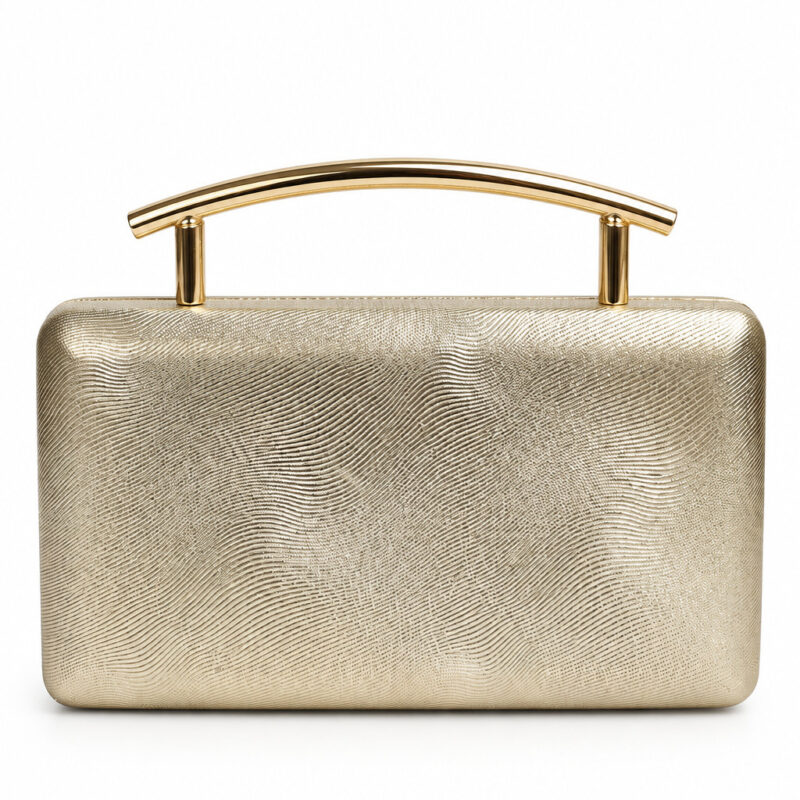 Bolso de fiesta dorado textura con asa