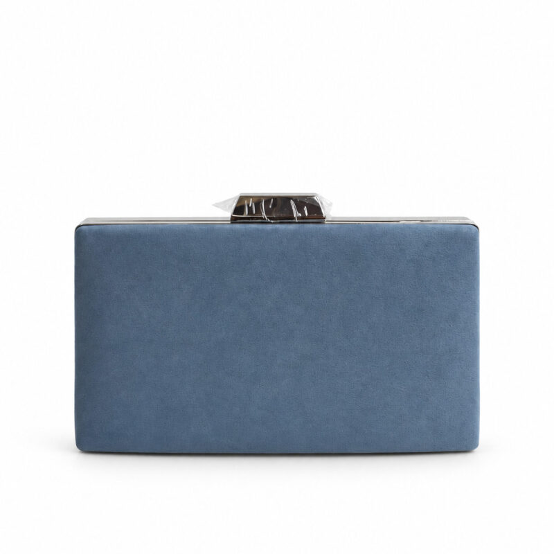 Bolso clutch azul grisáceo con plata