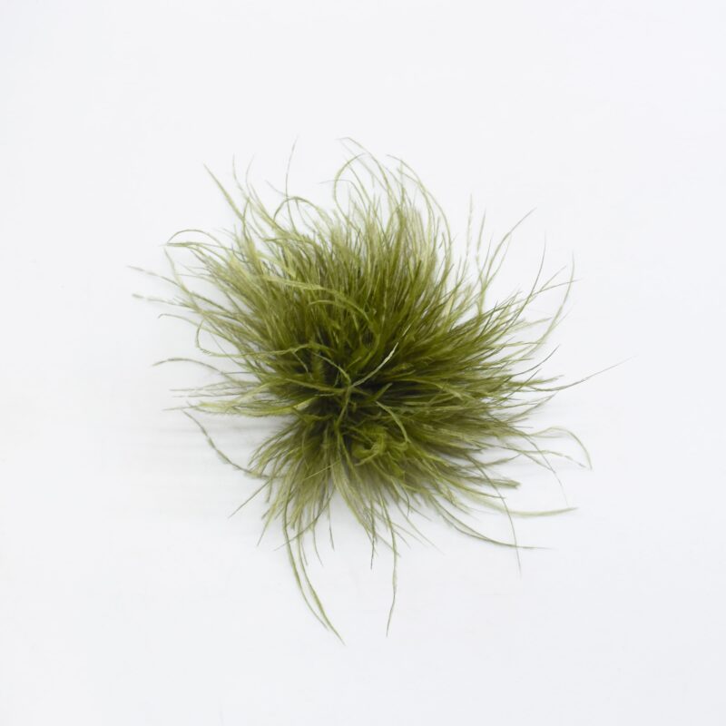 Tocado broche verde oliva plumas