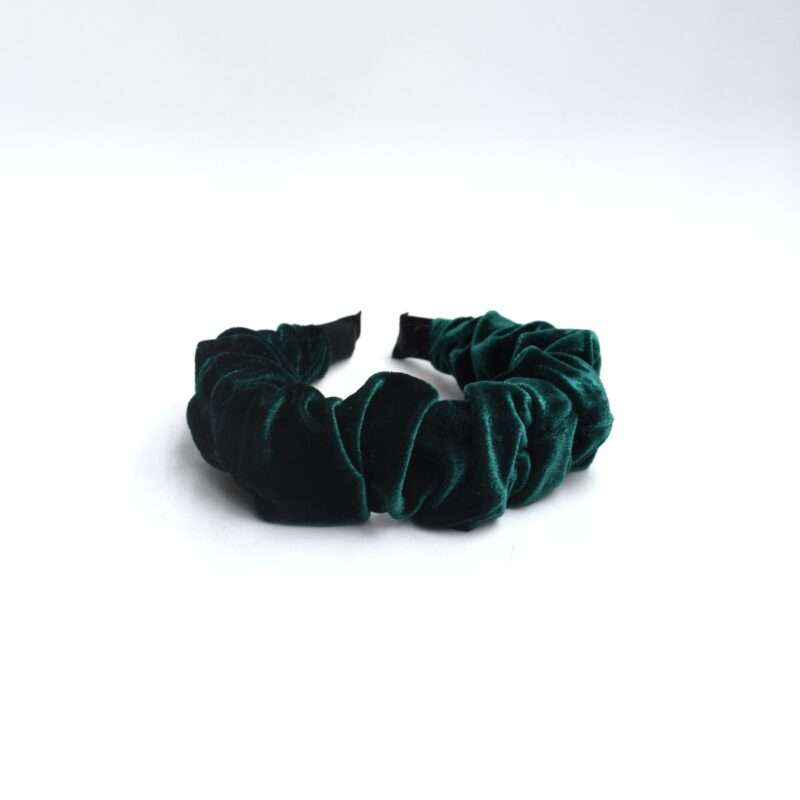 Diadema verde botella fruncida terciopelo