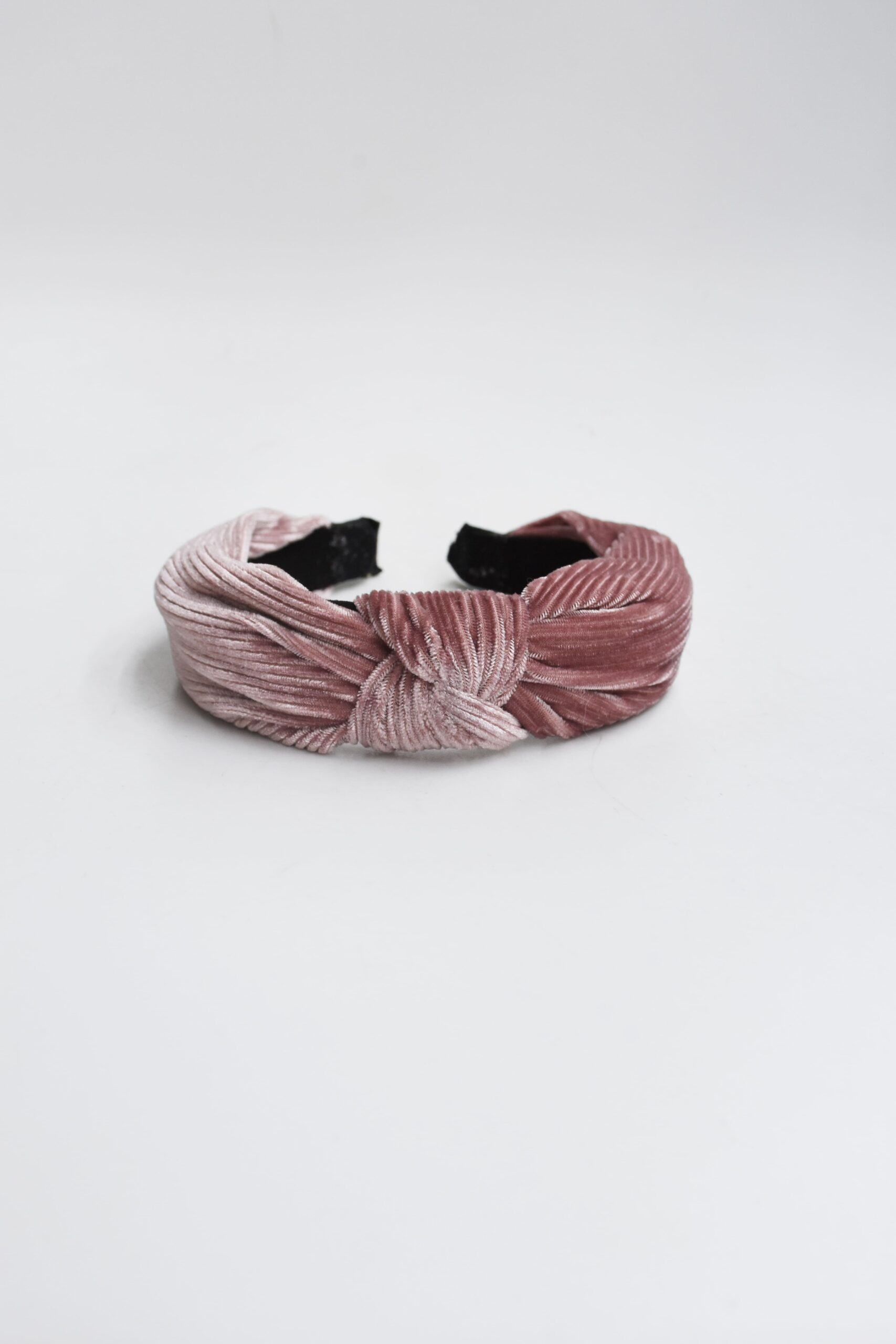 Diadema plisada rosa terciopelo - Imagen 2
