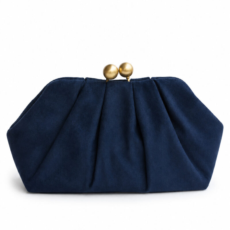 Bolso clutch azul marino doble cierre
