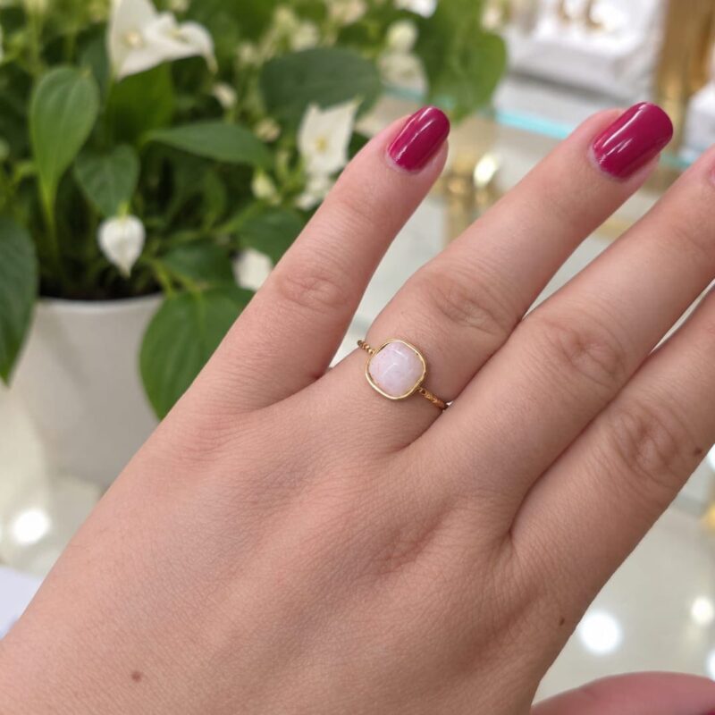 Anillo acero piedra nude facetada