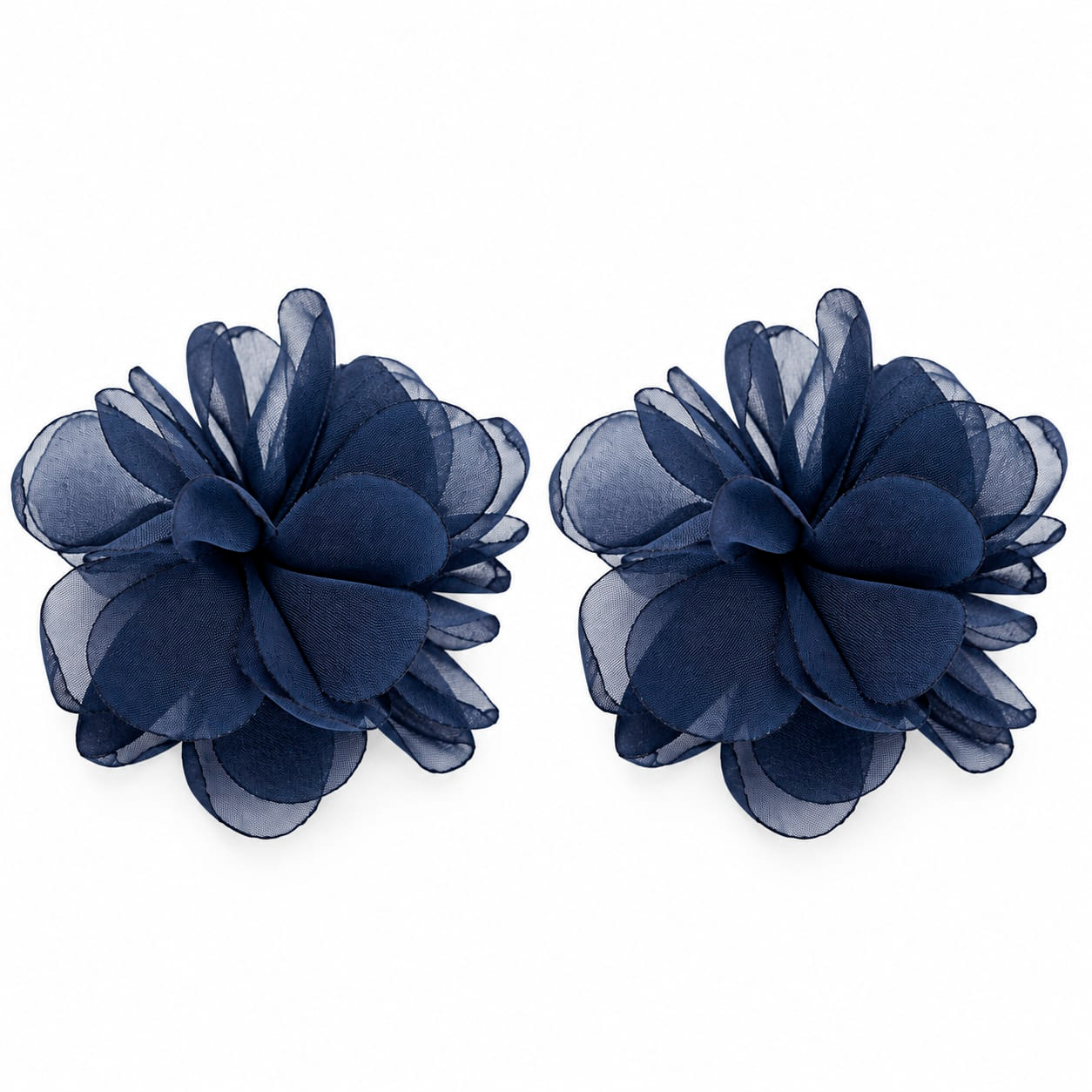 Pendientes azul marino flor organza