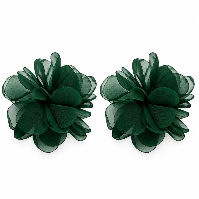 Pendientes verde botella flor organza
