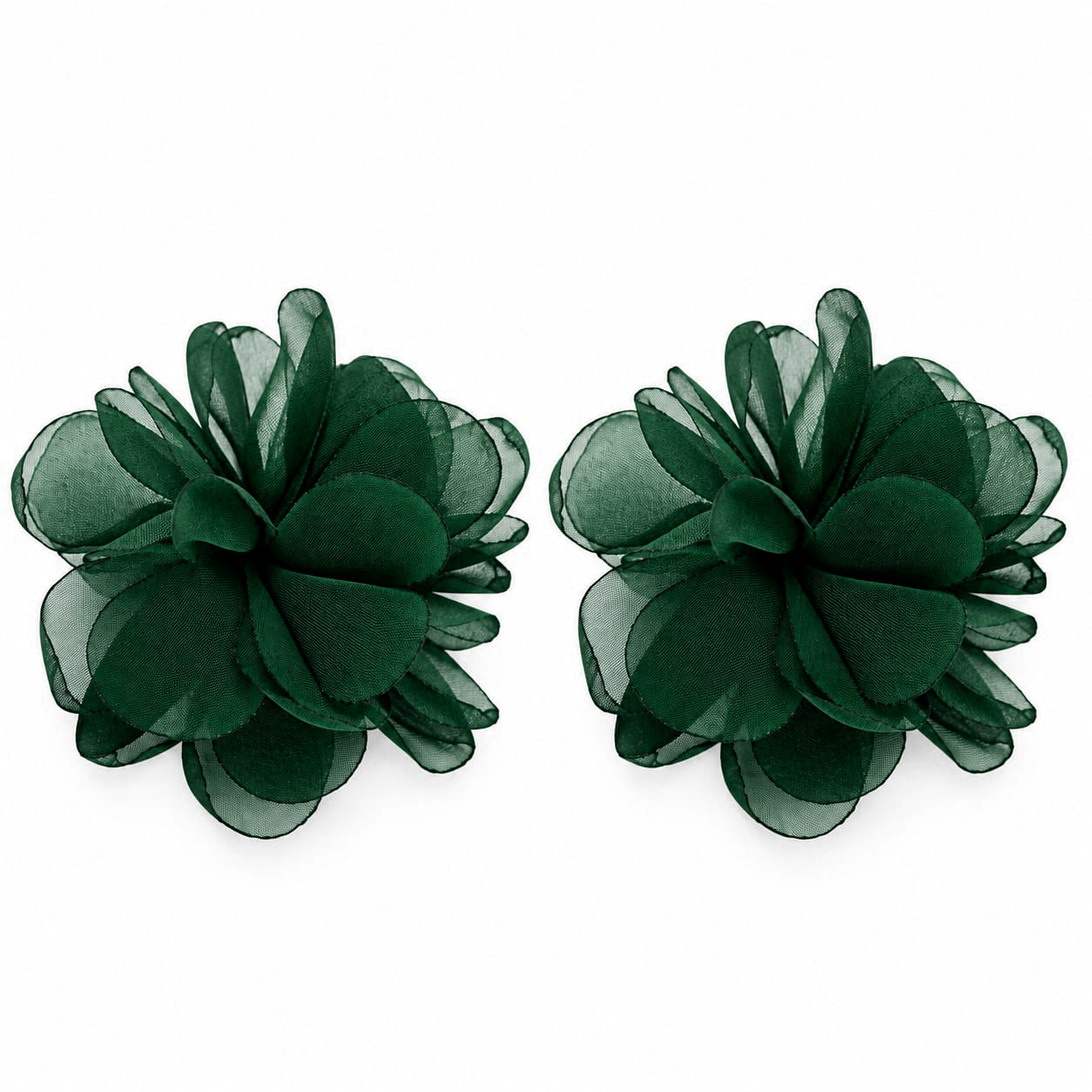 Pendientes verde botella flor organza