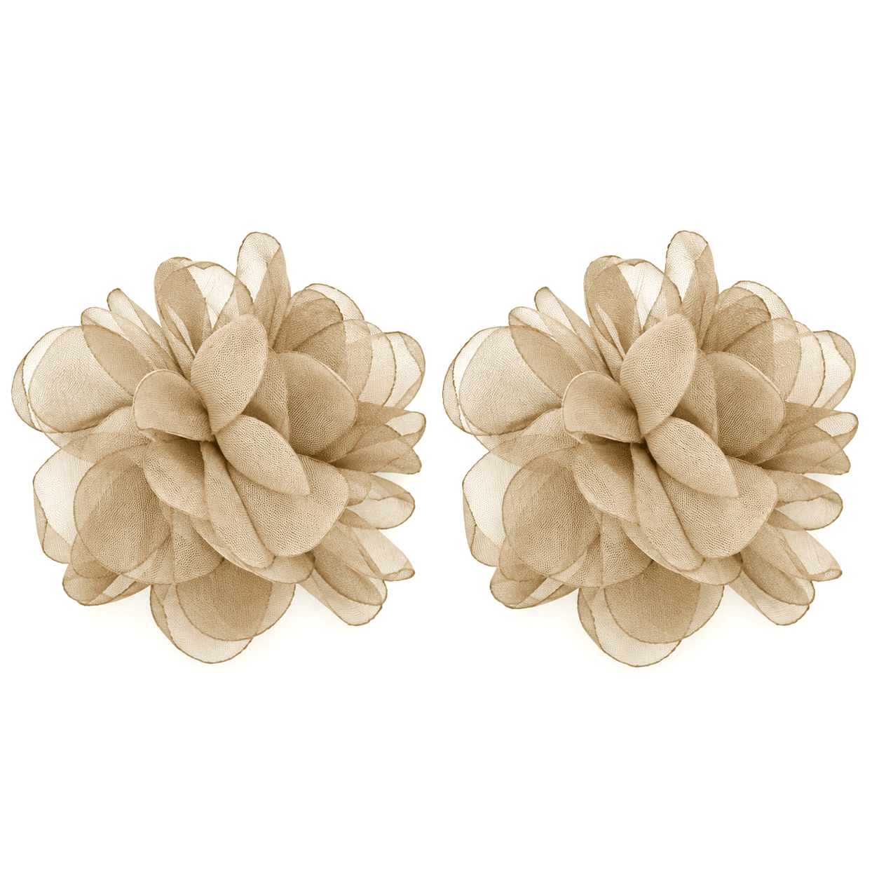 Pendientes beiges flor organza