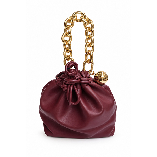 Bolso bombonera burdeos asa cadena