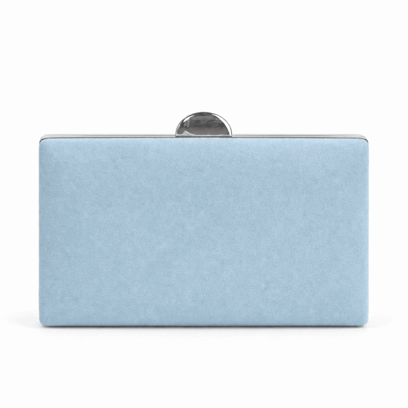 Bolso clutch azul celeste con plata