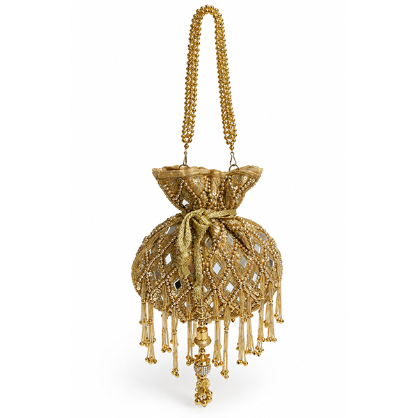 Clutch dorado bombonera joya