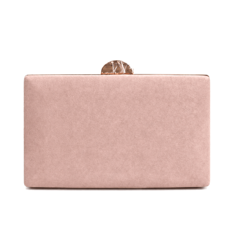Bolso clutch antelina rosa y oro