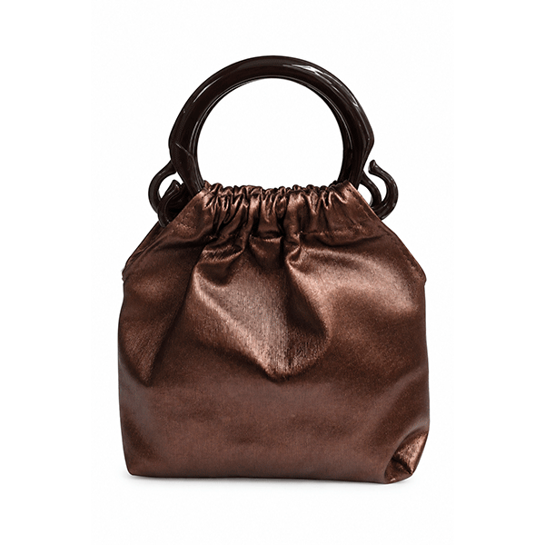 Bolso de fiesta marrón bronce asas