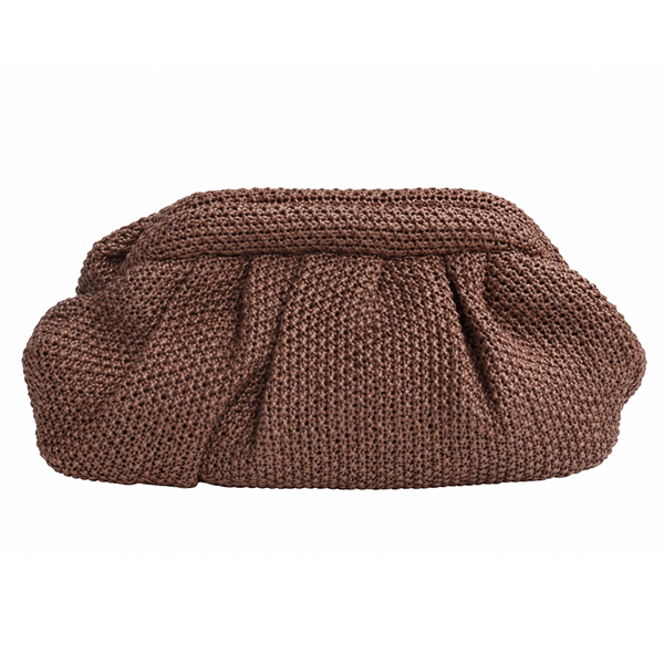 Bolso clutch pouch rafia trenzada marrón