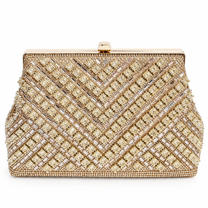 Clutch joya dorado con pedrería