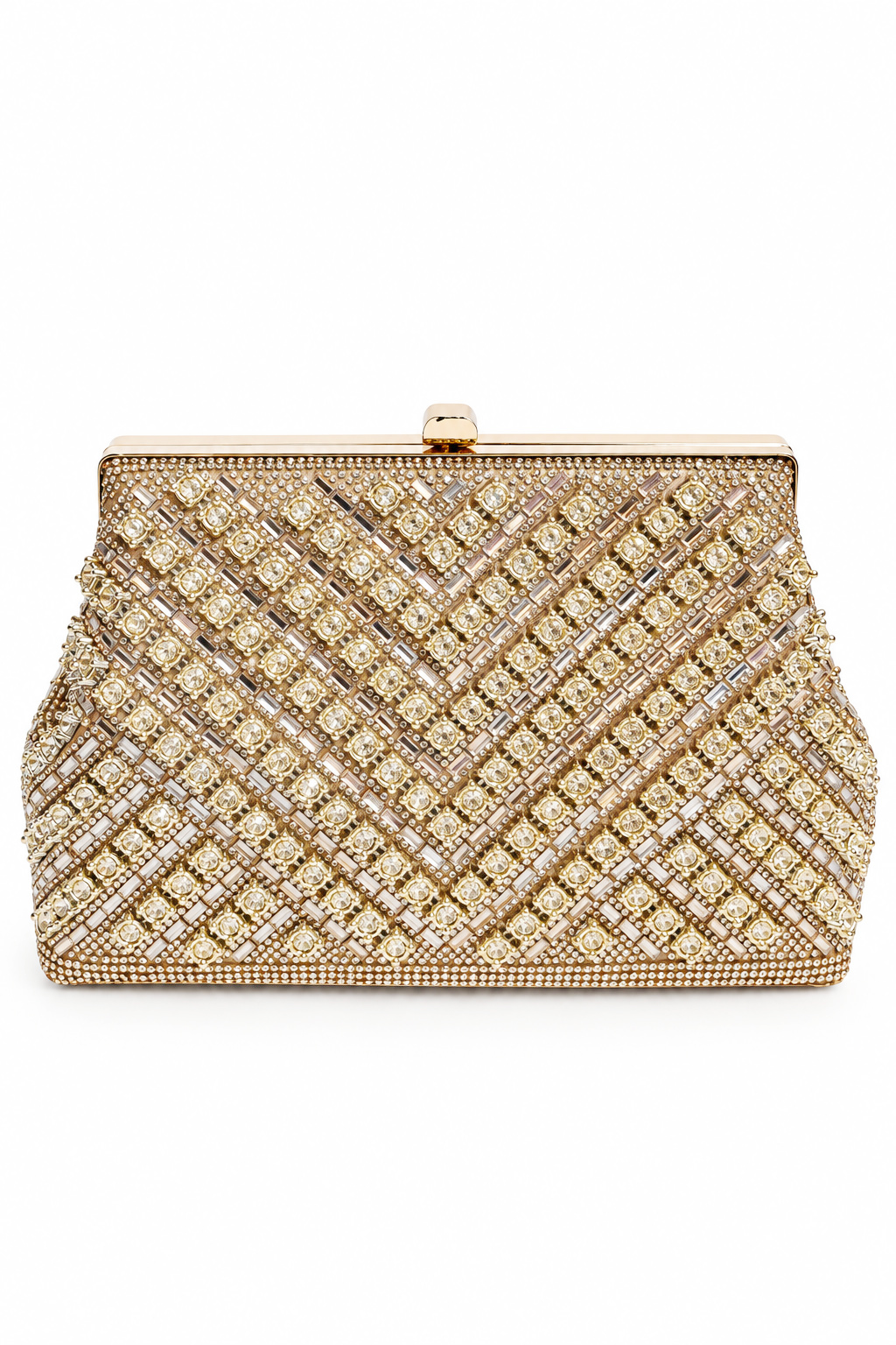 Clutch joya dorado con pedrería