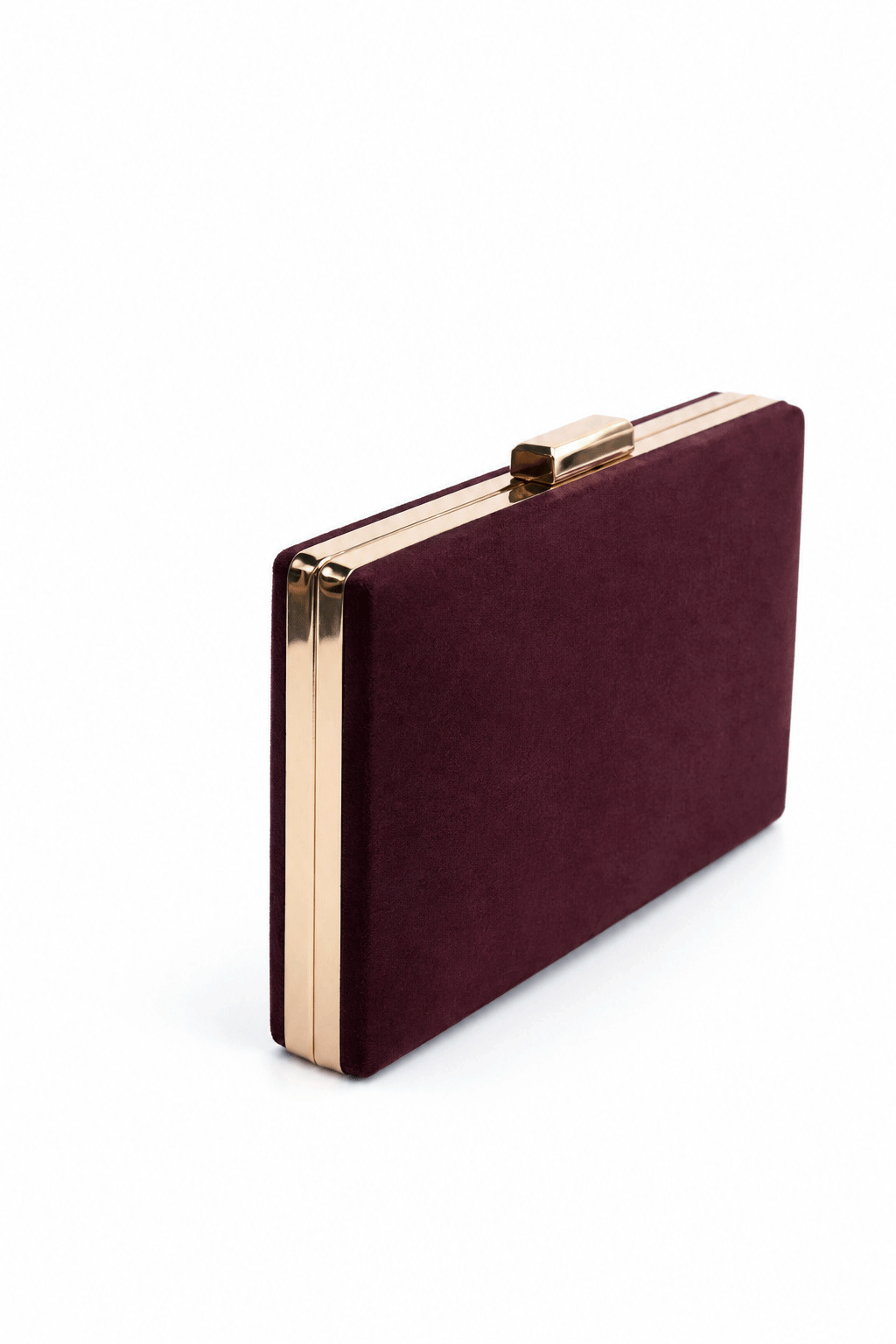 Bolso clutch antelina granate y oro - Imagen 2
