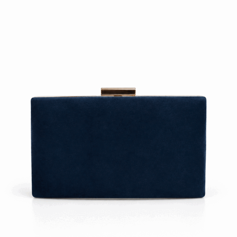 Bolso clutch azul marino y dorado