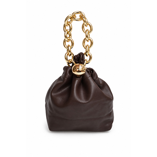 Bolso bombonera marrón chocolate asa cadena