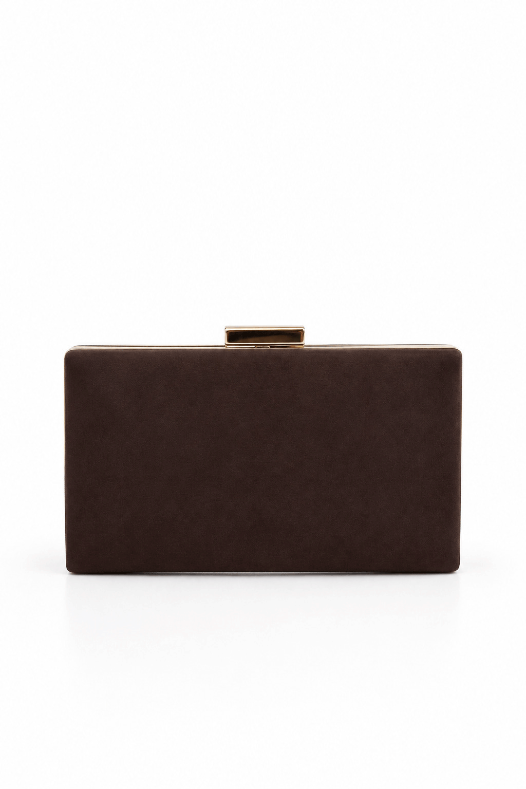 Clutch marrón chocolate antelina cierre rectangular
