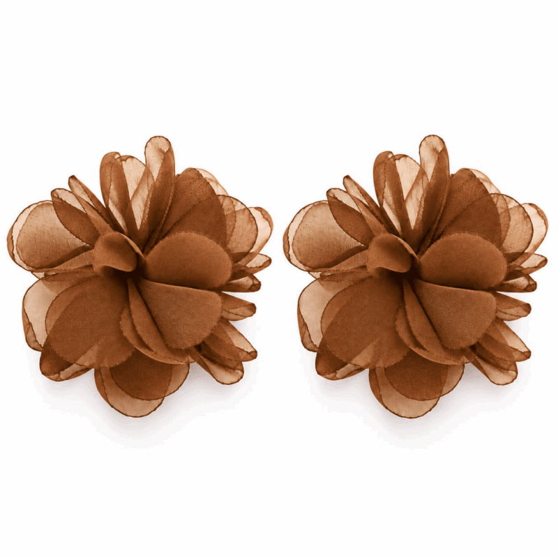 Pendientes marrones flor organza